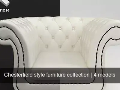 Chesterfield style furniture collection 3D Model Pack