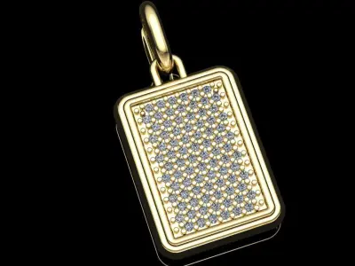 Diamonds Gold Bar Pendant 3D Model 3D print model