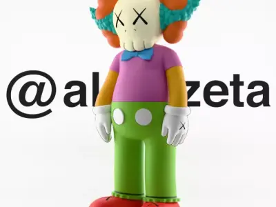 Kaws Krusty the Clown Textured Low-poly 3D model