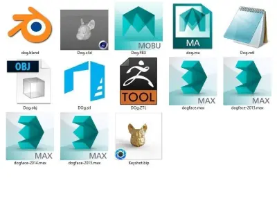 Sculpted dog face  3D model