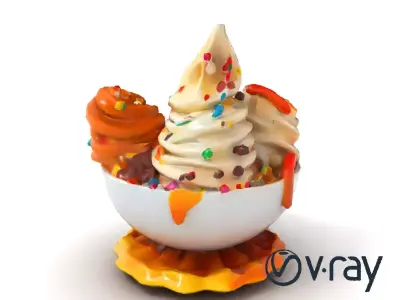 Soft Serve Ice Cream with Toppings Model Pack Low-poly 3D model
