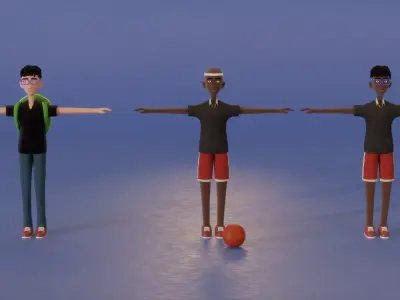 Basketball players Pack - fully rigged Low-poly 3D model