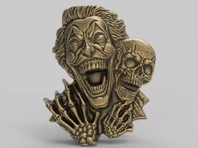 smile joker with skull cnc model 3D print model