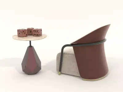 Modern Coffee Table and Armchair Set 58 3D model