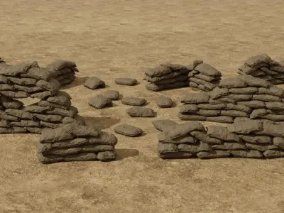 Sandbag Pack - 12 Modular Game Ready Assets with 4K PBR Support Low-poly 3D model