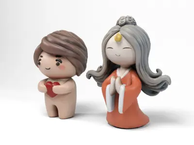 Clay figures Low-poly 3D model