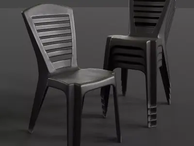Stackable Plastic Chair Low-poly 3D model