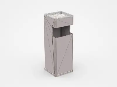 Red Rectangular Trash Bin With White Top 3D model