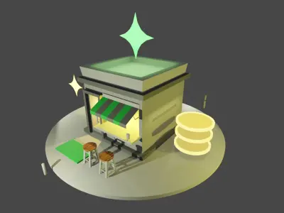 Coffee shop Free low-poly 3D model
