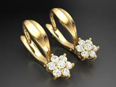 Earring E13 The luxury female earring with gems 3D print model