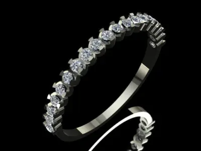 Luxury Half Round Diamond Golden Ring 3D print model