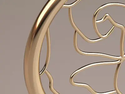 gold circle flower necklace 3D print model