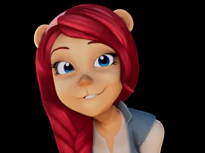 Cartoon Girl Feline Low-poly 3D model