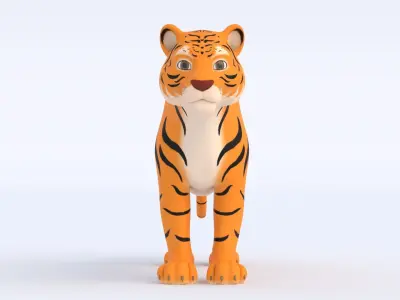 Cartoon Tiger Low-poly 3D model
