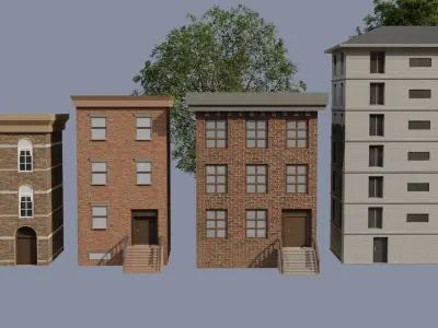 Buildings Flats Free low-poly 3D model