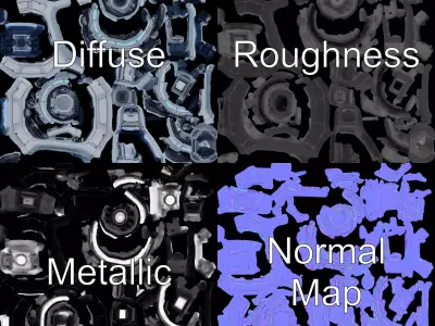 Futuristic Engine Core model pack Low-poly 3D model