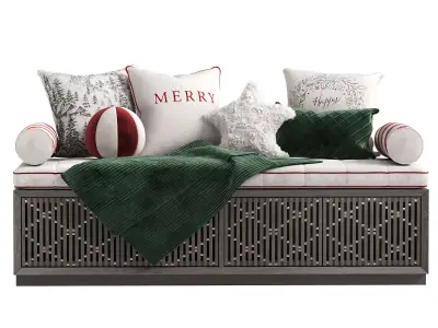 Decorative set of Christmas pillows for the windows 3D model