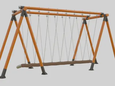 Playground Goliath Rope Wood Swing - 01 3D model