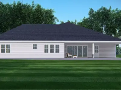 American Exterior House Design Classic Modern Country Home 3D model