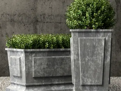 Restoration Hardware estate zinc paneled planters 3D model