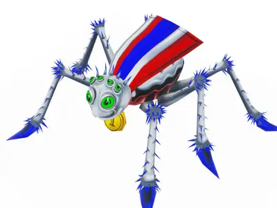 White Spider Funny Cartoon Insect Parasite Beetle Lowpoly Low-poly 3D model