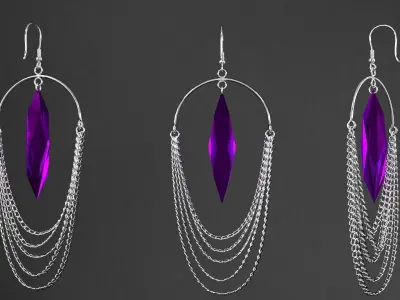 earrings pair of on mannequin 3D model