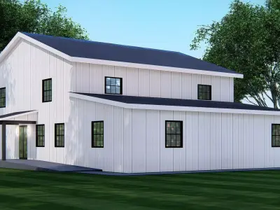 American Exterior House Design  Classic Modern Country Home  3D model