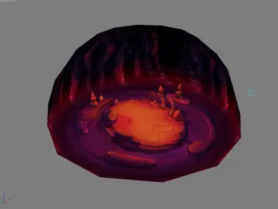 Game Low Mode - Underground Magma Battle Scene 02 3D model