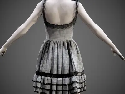 4 Dresses -low poly- vol-08 Low-poly 3D model