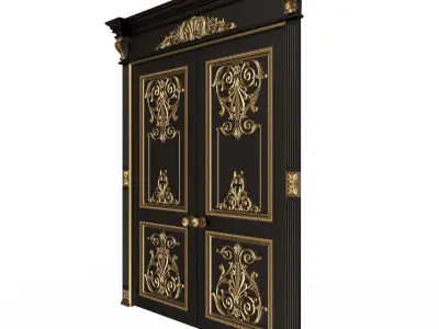 Carved Door Classic 0901 Black Low-poly 3D model