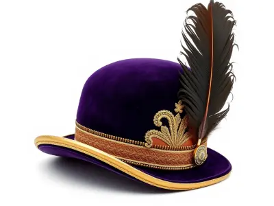 Elegant Purple Feather Hat Model Pack Low-poly 3D model