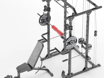 Gym Equipment Black Rack Bundle Low-poly 3D model