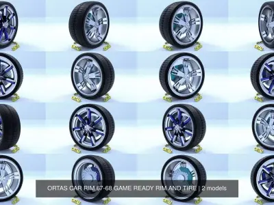 ORTAS CAR RIM 67-68 GAME READY RIM AND TIRE 3D Model Pack