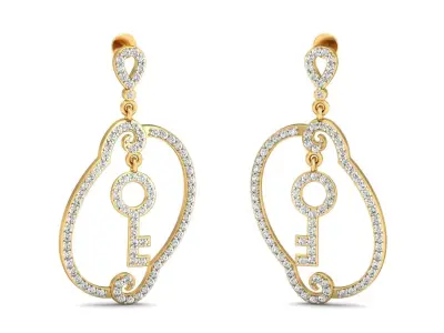 Women Earrings 3dm STL OBJ FBX Render Details 3D print model 9