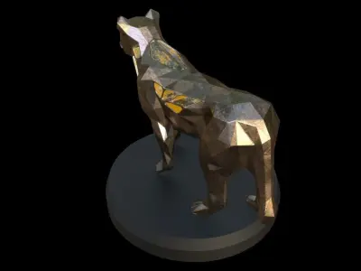 Steampunk Lioness Pose Low-poly 3D model
