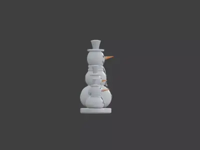 Three Little Snowman Low-poly 3D model