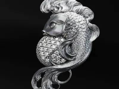 Jewelry Pendant Fish - Modern 3D print model