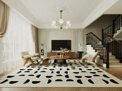 French Eclectic Vintage Living Room 3D model  3D model