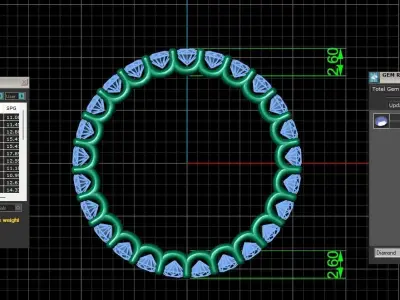 U Shaped Eternity Ring 2 point 4 mm stone size swiss 12 and EU52 3D print model