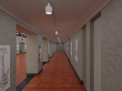 Art Gallery Low-poly 3D model