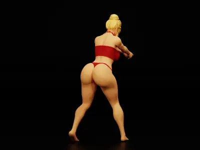 Volleyball Girl Receiving Pose Low-poly 3D model