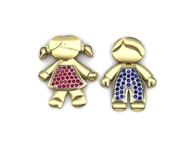 Boy and Girl Pendant 3D print model