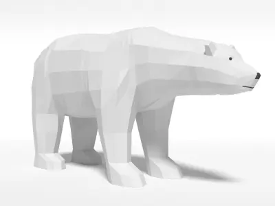 Low Poly Cartoon Polar Bear Low-poly 3D model