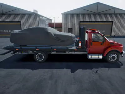 Rollback towing truck unity asset Low-poly 3D model