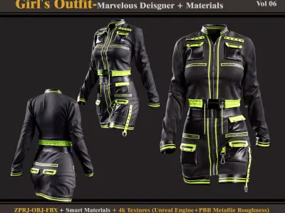 Girls Outfit- Marvelous Designer-Clo3d - OBJ - FBX 3D model