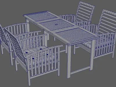 Deck Table With Chairs 3D model