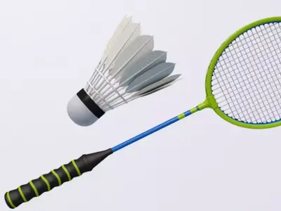 Badminton Racket and Shuttlecock 3D model
