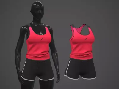 Female Sportswear gym clothing PBR Low-poly 3D model