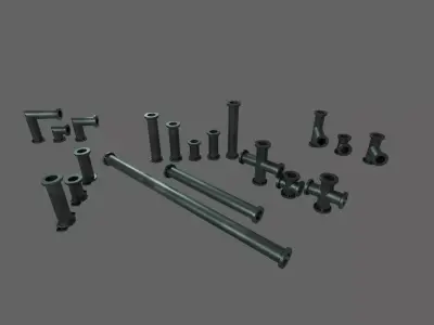 STEAMPUNK PIPES PACK - RogueFilmProductions Low-poly 3D model