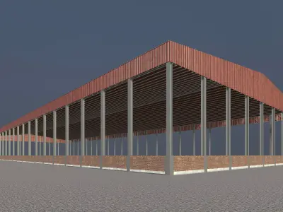 Warehouse with clear space 3D model